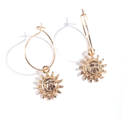 Gold sun hoops earrings